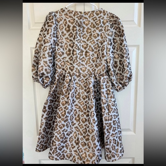 Gold Metallic Leopard Jacquard Calyssa Dress - Picture 2 of 3